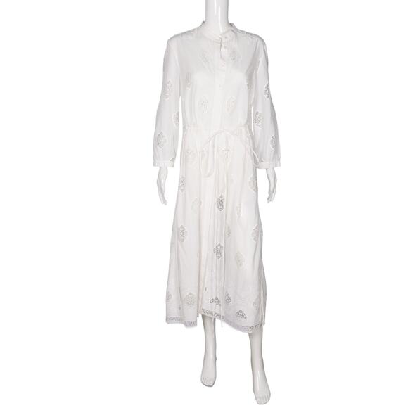 ERDEM Dresses & Skirts - ERDEM White Cotton Embroidered Midi Dress Size L